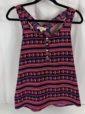 Pink Rose Razorback Pink Blue Tank Top Women's Size Medium 100% Polyester